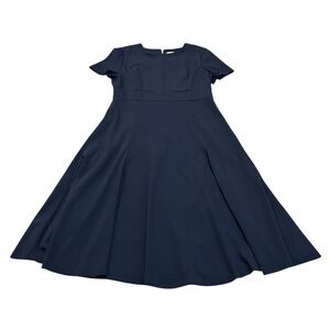 Calvin Klein Classic Navy Midi Fit-and-Flare Dress